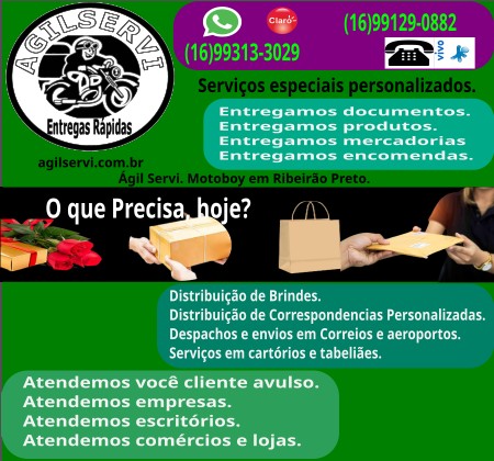 Entregas Rápidas Agil Servi Motoboy em Ribeirão Preto
